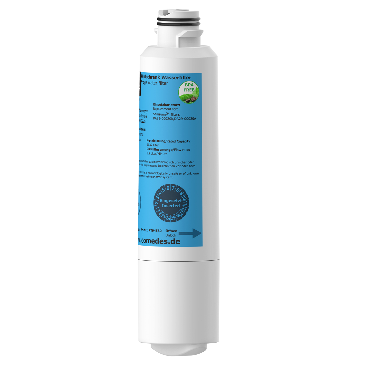 Wasserfilter Set COMEDES Kühlschränke Comedes 4er für passend Samsung (53 Filterkartusche mm)