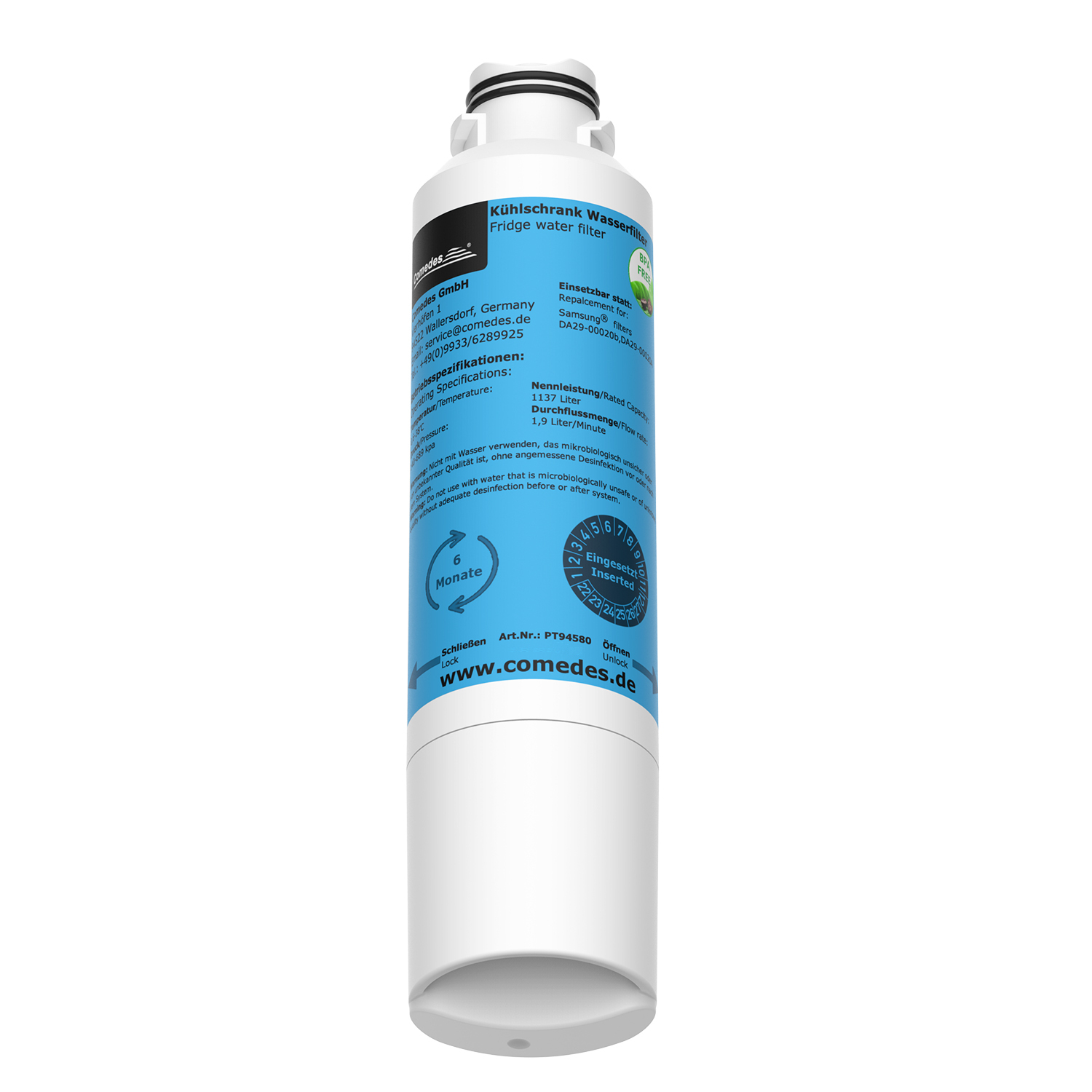 Wasserfilter Set COMEDES Kühlschränke Comedes 4er für passend Samsung (53 Filterkartusche mm)