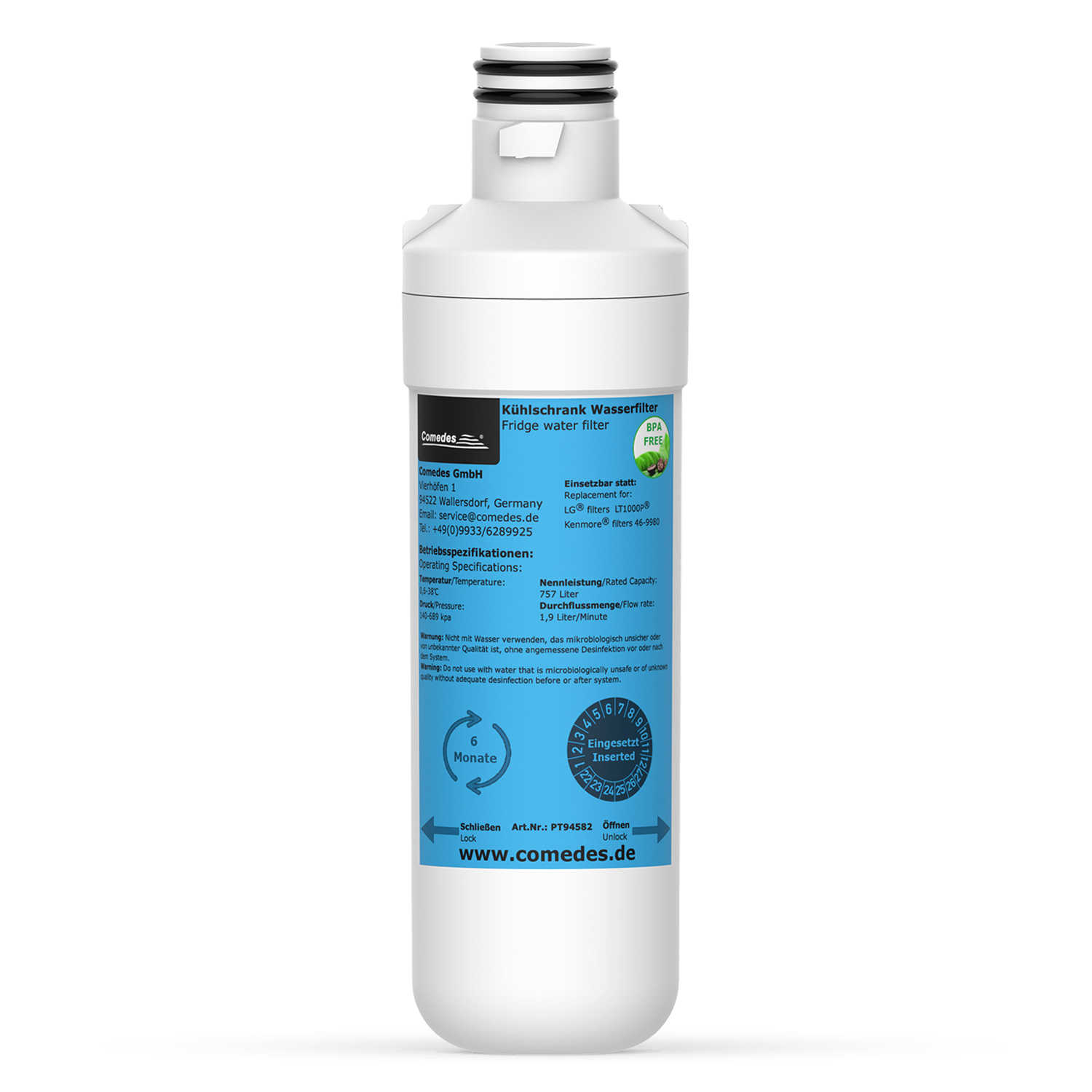 COMEDES einsetzbar ADQ74793501 (48 LT1000P statt LG mm) Wasserfilter Filterkartusche