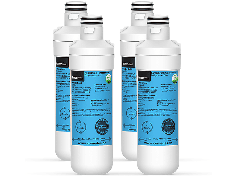 COMEDES 4er Set Comedes Wasserfilter Filterkartusche & passend mm) LG Kenmore (48 Kühlschränke für