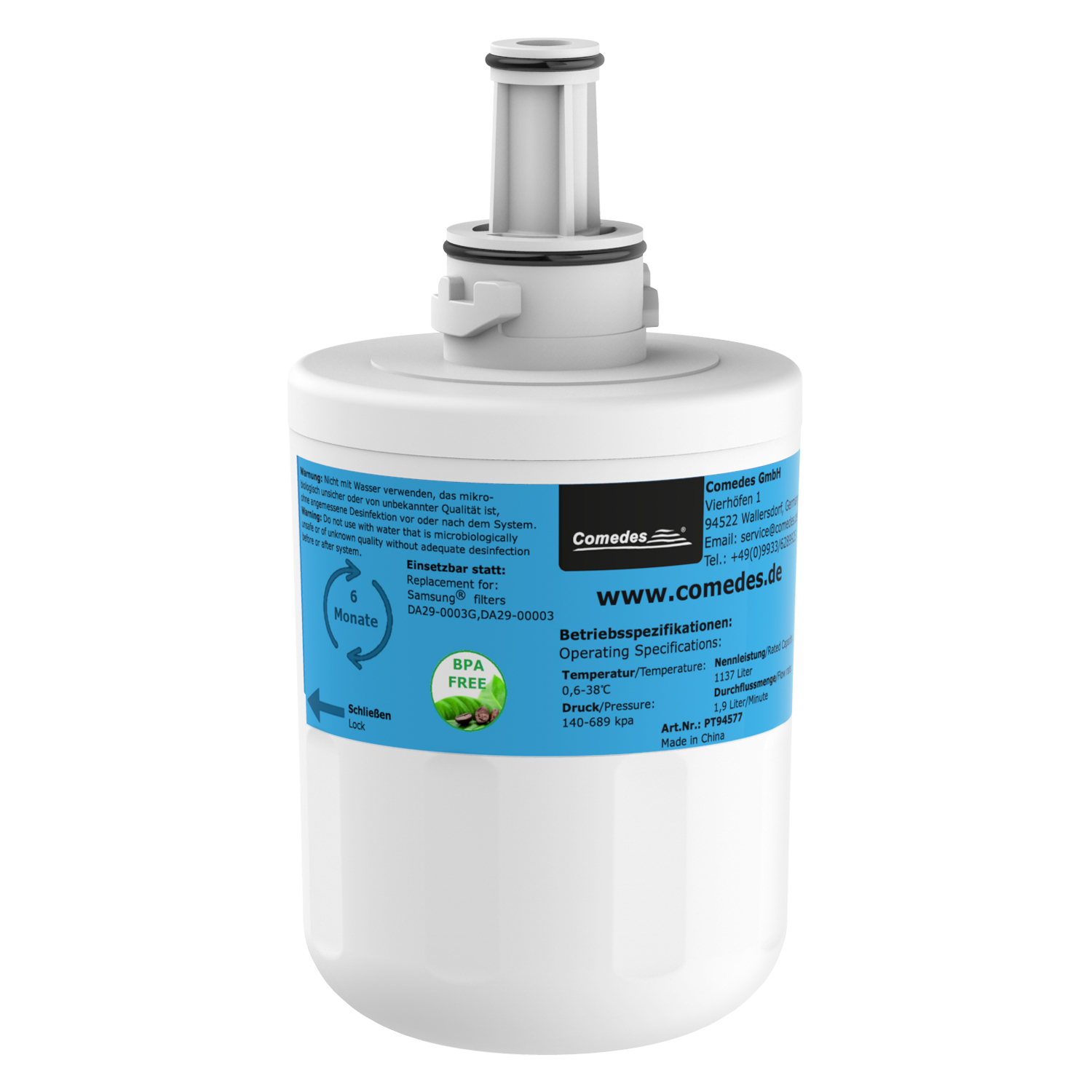 COMEDES 4er Set Comedes Wasserfilter für Samsung passend (78 Kühlschränke Filterkartusche mm)