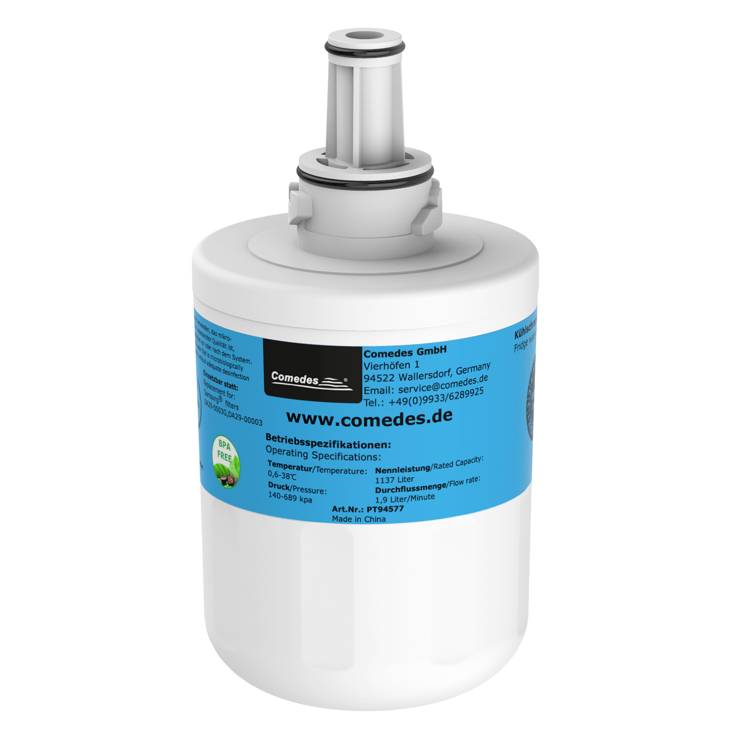 COMEDES Wasserfilter passend mm) (78 Filterkartusche Kühlschränke Samsung DA97-06317A für