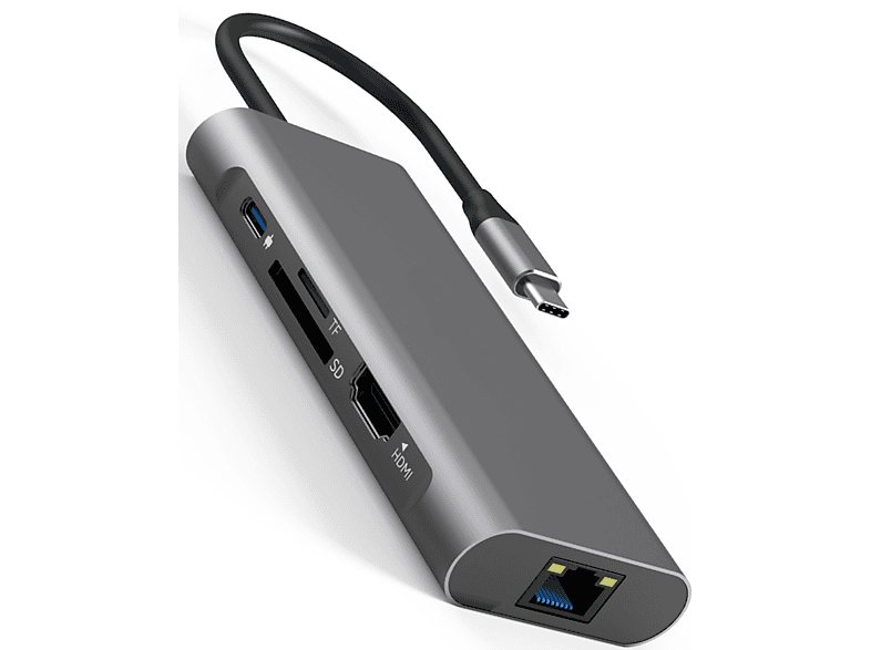 Hub, ROLIO Space Grau 8-in-1, USB-C