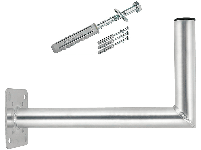 Halterung Alu Schraubensatz Wandhalter 45cm SKYREVOLT für 50mm SAT-Wandhalterung, Silber Rohr Sat