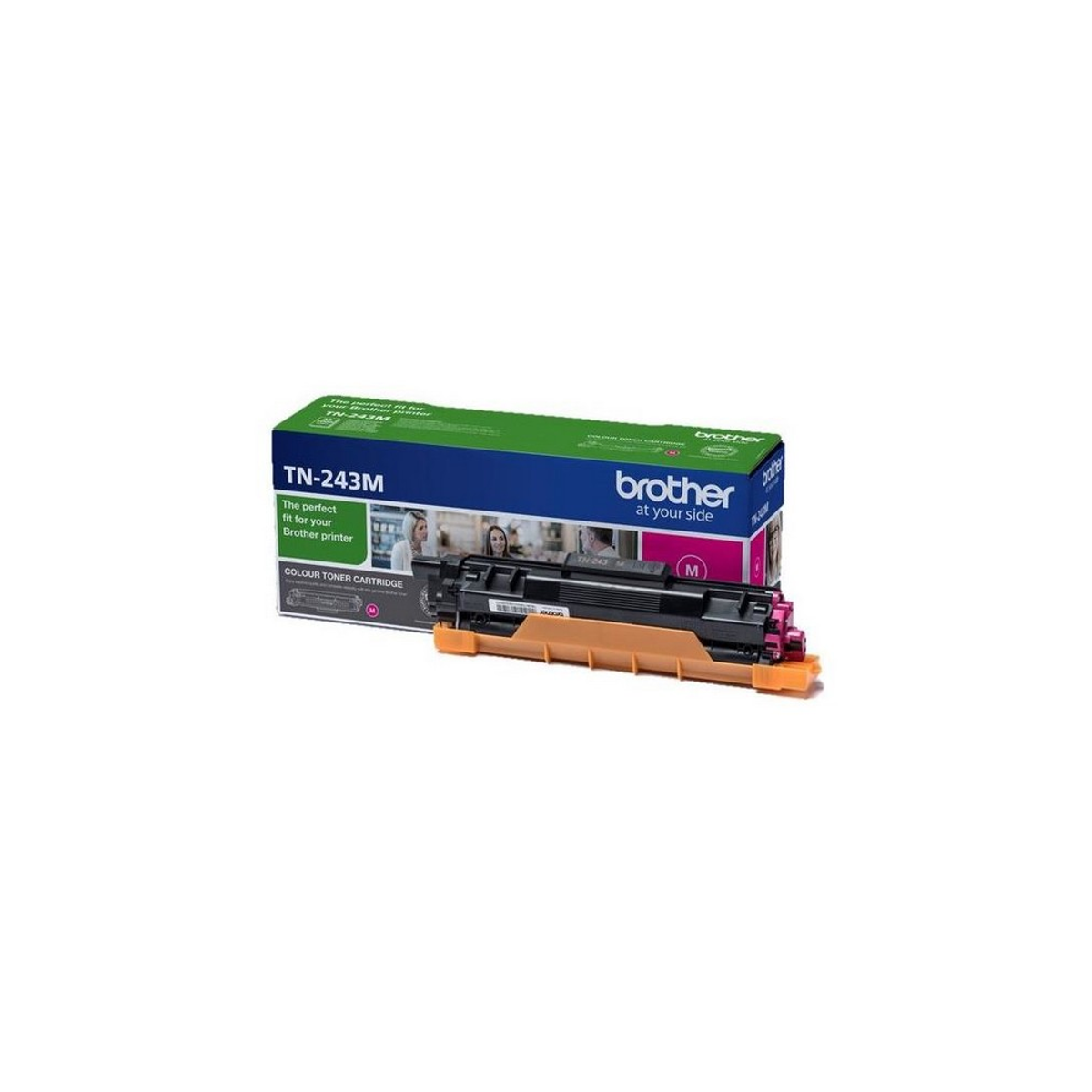 A Brother TN-243M toner cartridge in its box. The box is green with white text.