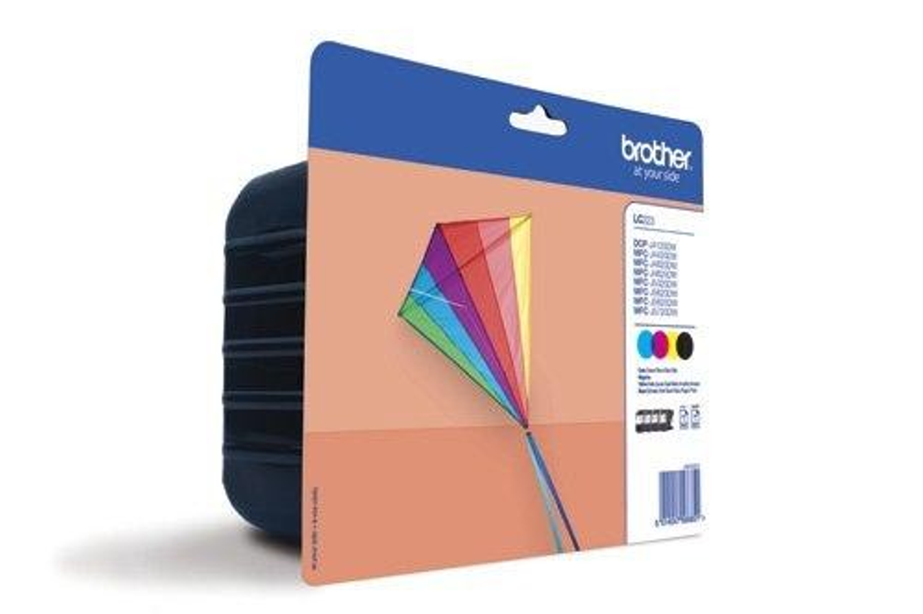 Tintenpatronenverpackung mit bunter Drachenillustration und Produktinformationen.