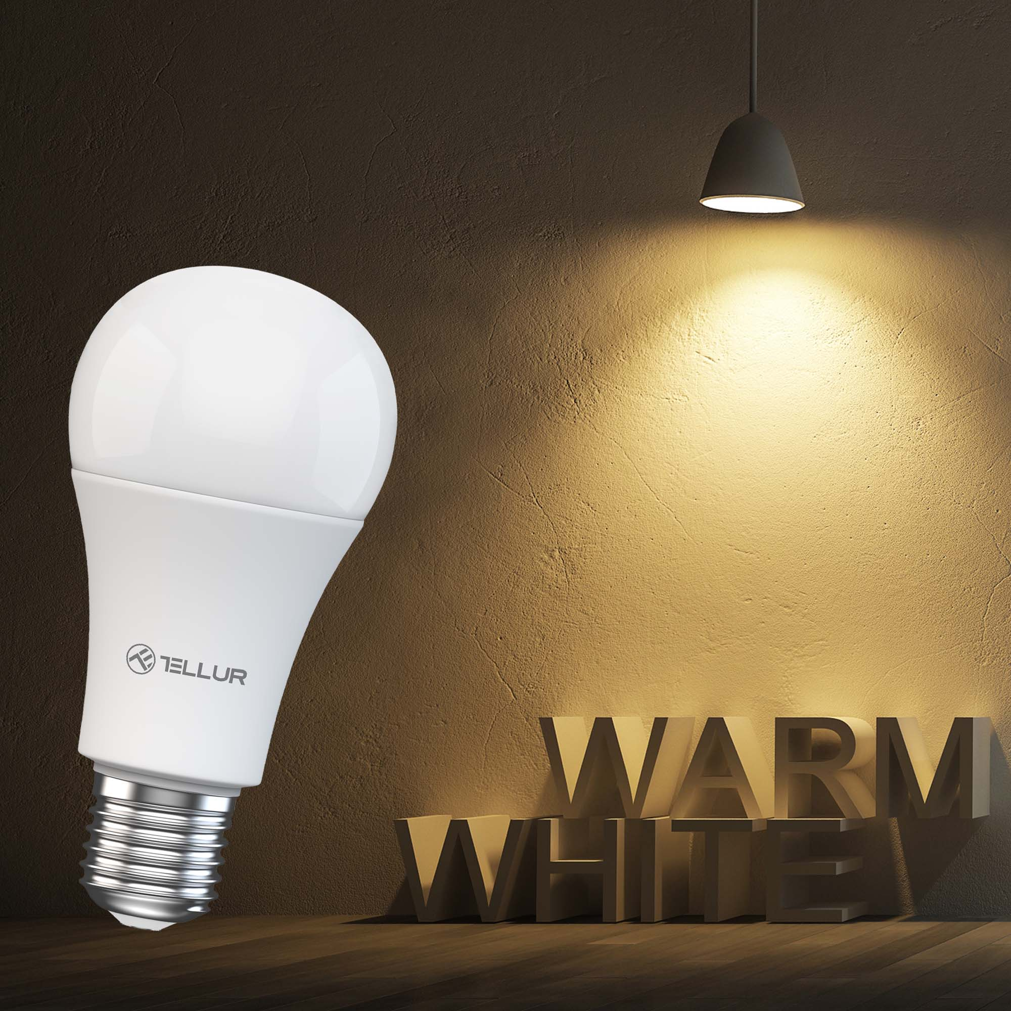 WiFi 9W, Warm/Weiß E27, dimmbar Smarte TELLUR Glühbirne