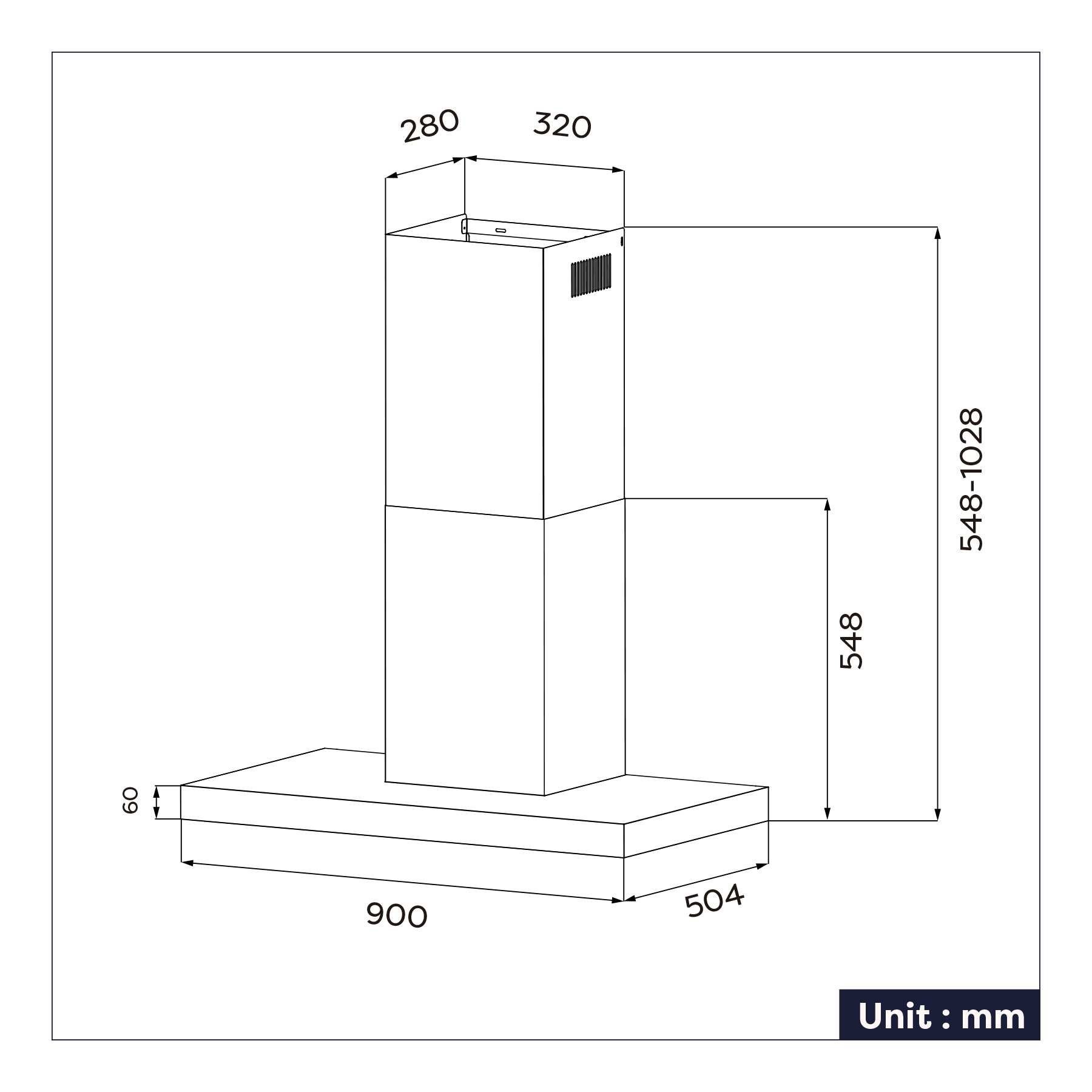 504 CBCB9102, CIARRA (900 mm Dunstabzugshaube tief) breit, mm