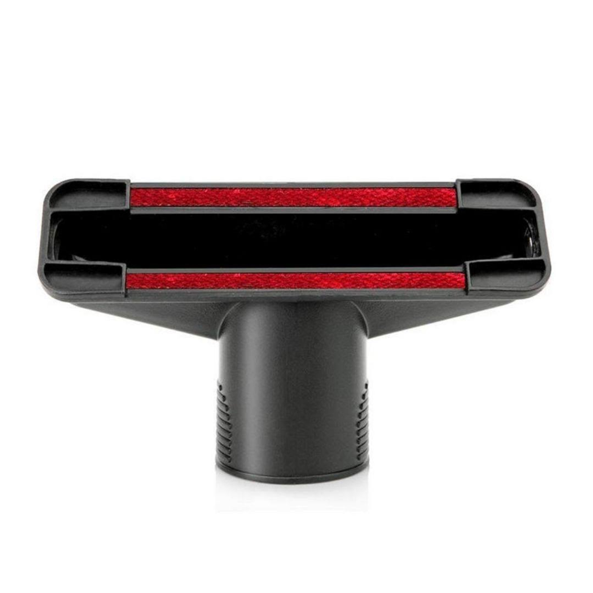 Testa della spazzola dell'aspirapolvere, nera con finiture rosse, progettata per una pulizia efficiente.