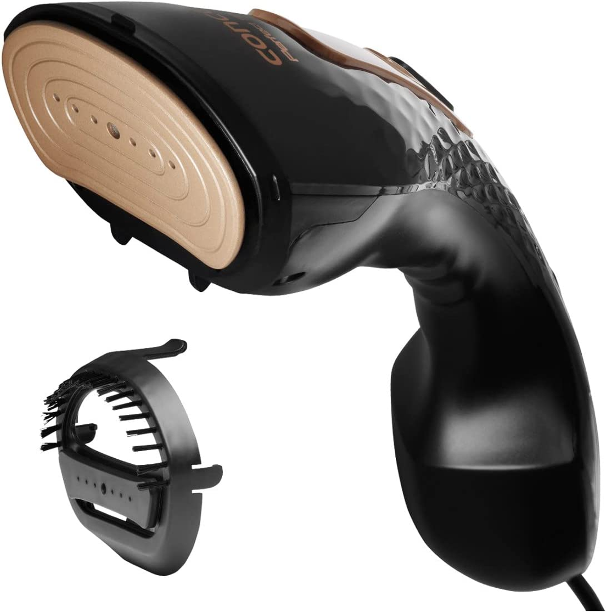 Un vaporizzatore a mano nero e oro con un accessorio, un prodotto Concept Perfect.