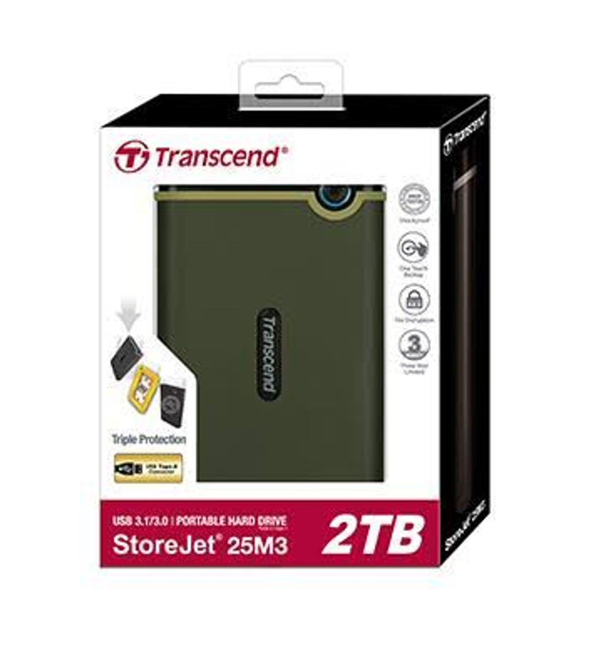 TRANSCEND TS2TSJ25M3G, 2 extern, Zoll, TB HDD, 2,5 grün