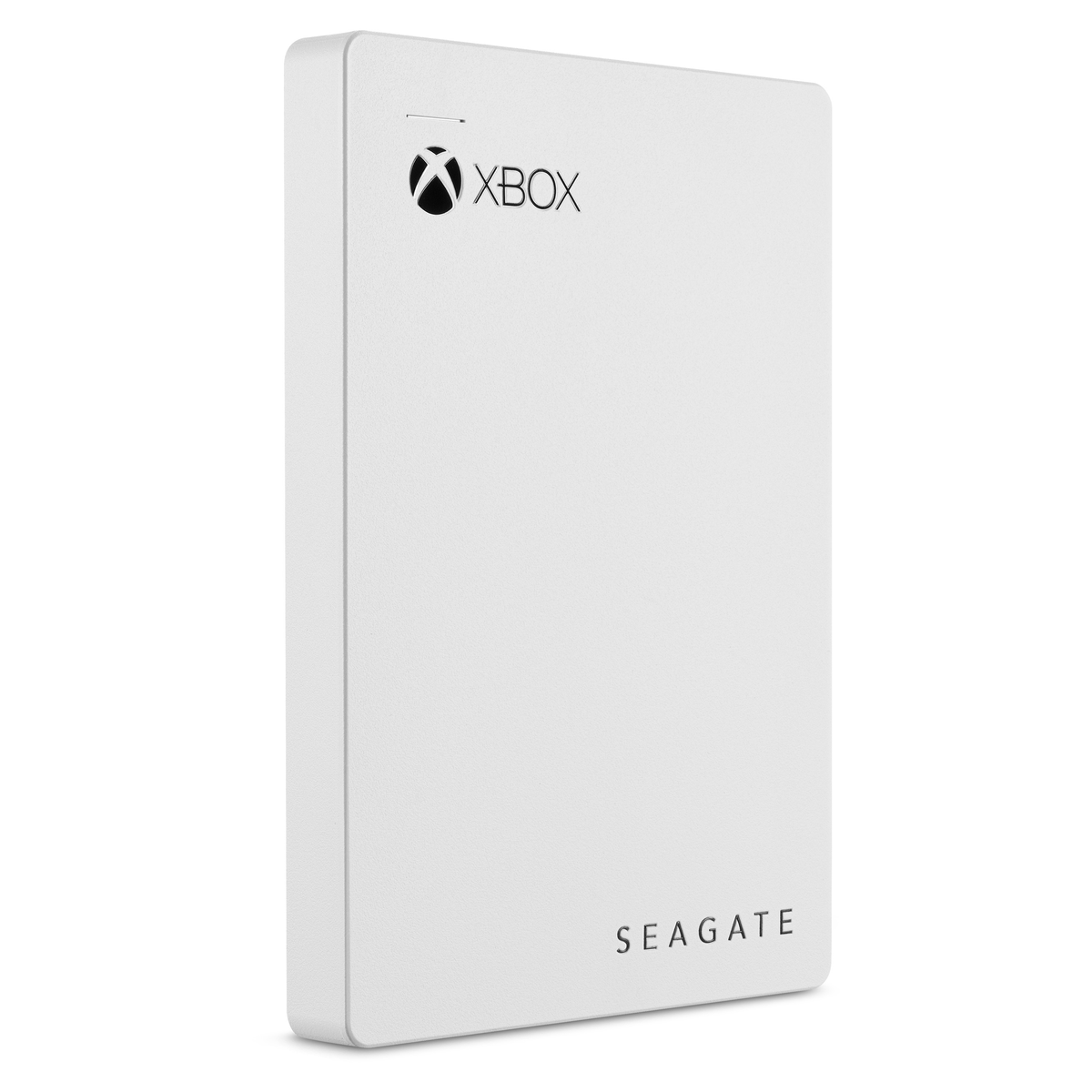 Weiße Xbox externe Festplatte mit Xbox-Logo und Seagate-Markennamen.