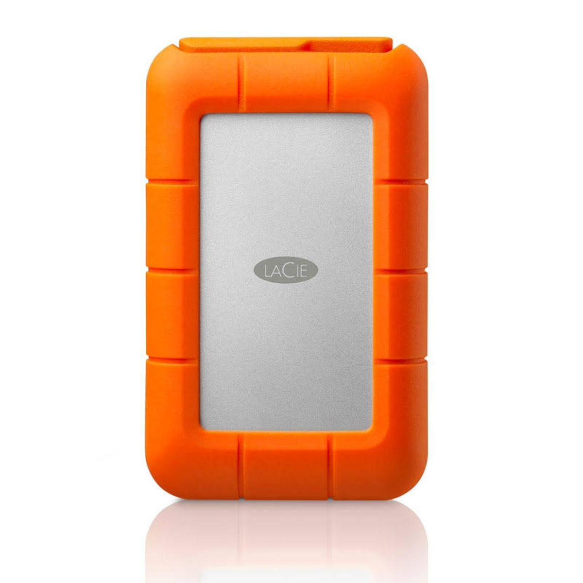 Pomarańczowy zewnętrzny dysk twardy.