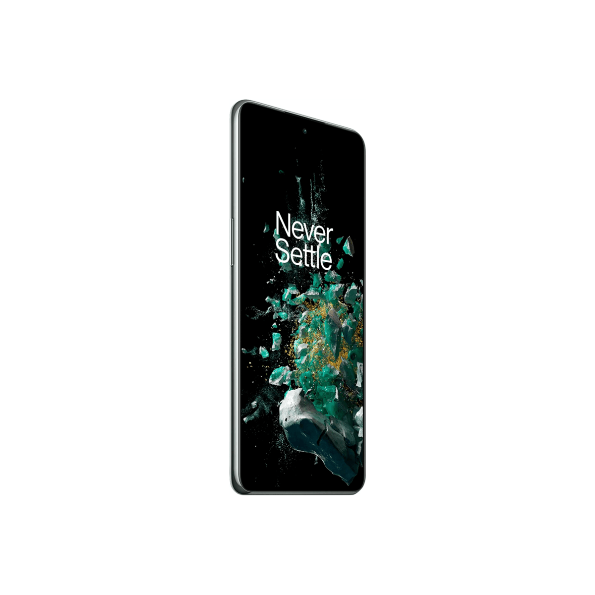 OnePlus-Telefon im Profil. Das Display zeigt ein farbenfrohes abstraktes Bild.