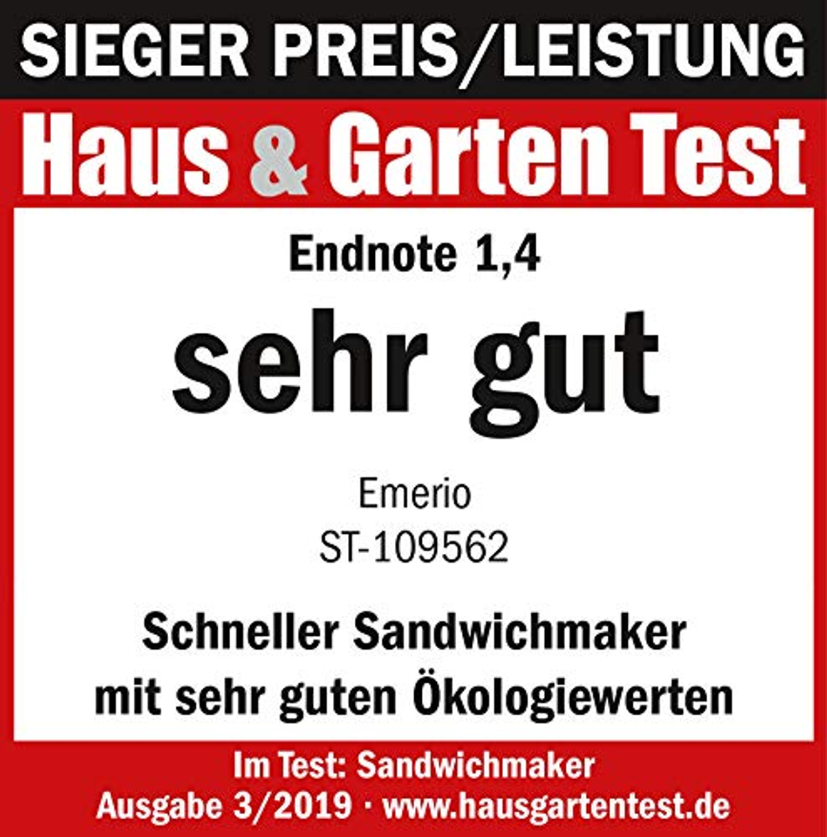 EMERIO ST-109562 Sandwichmaker Edelstahl/Schwarz