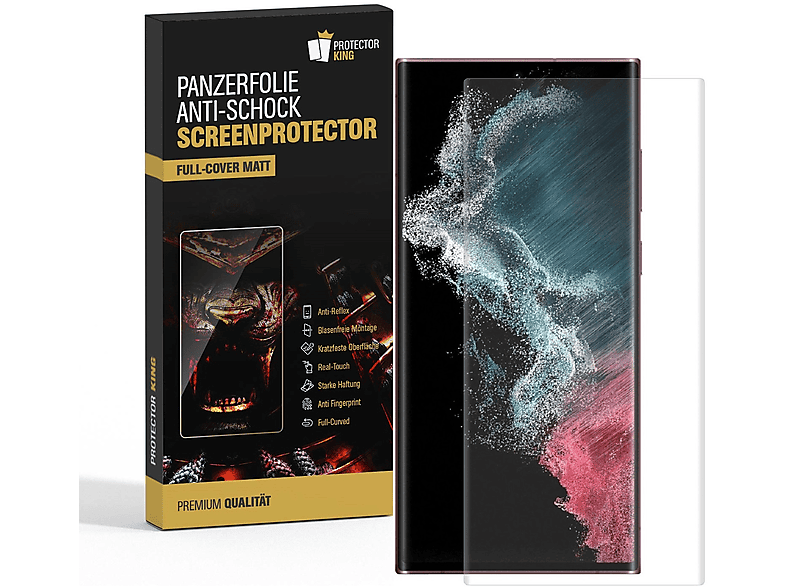 PROTECTORKING 2x S22 Samsung Displayschutzfolie(für MATT ANTI-REFLEX Ultra) Galaxy Panzerfolie CURVED FULL