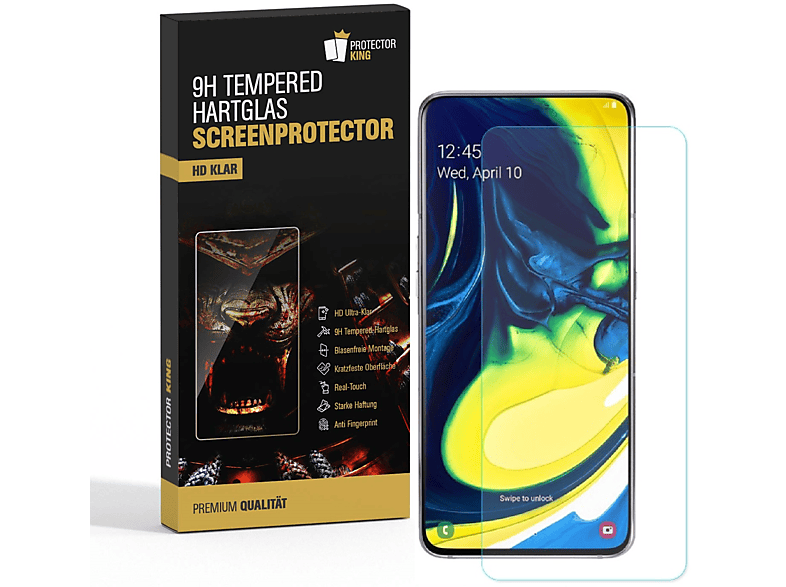 PROTECTORKING 3x 9H Hartglas Schutzglas HD KLAR Displayschutzfolie(für Samsung Samsung Galaxy A80)