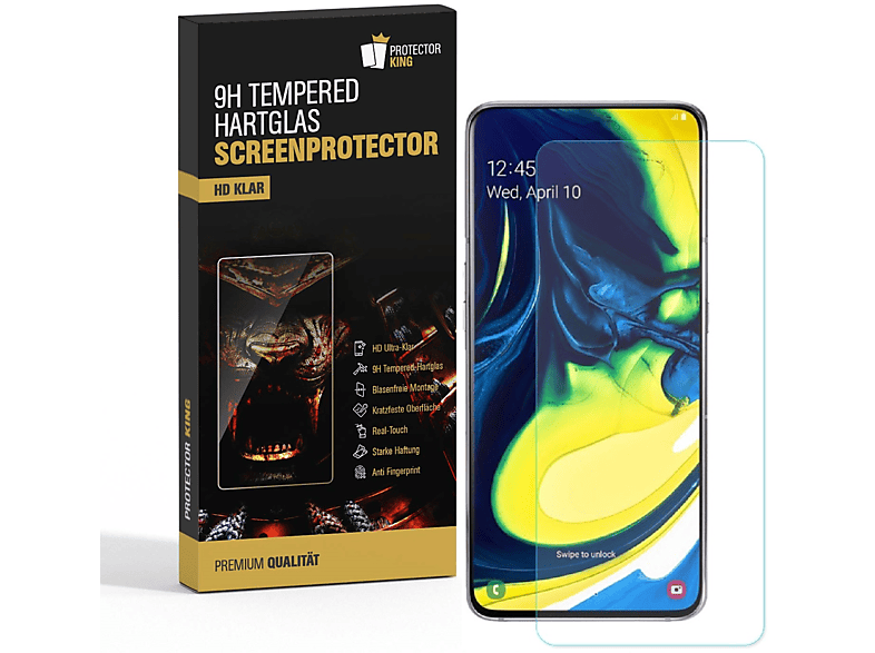 PROTECTORKING 2x 9H Hartglas Samsung HD Samsung Displayschutzfolie(für Galaxy Schutzglas A80) KLAR