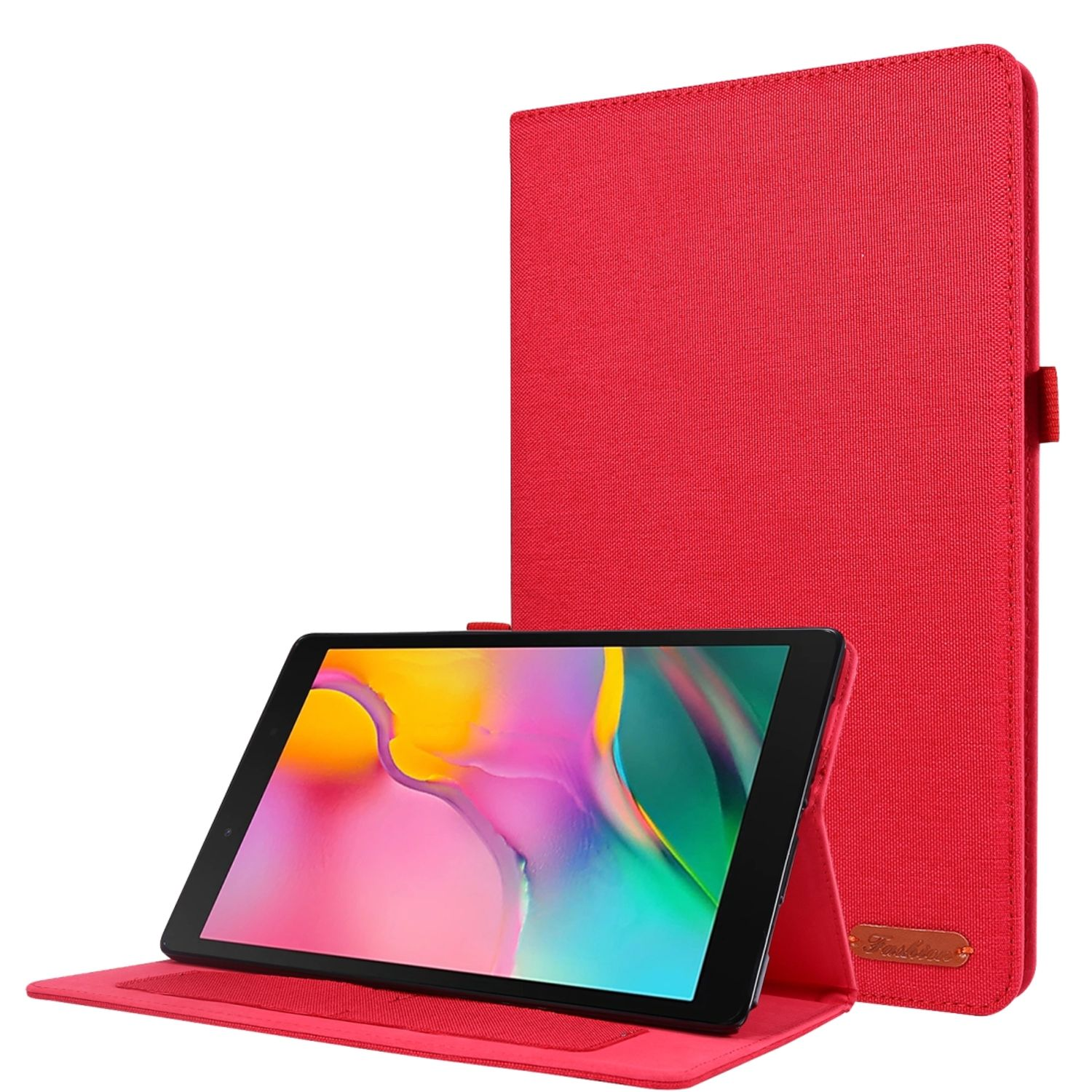 für Kunstleder, Samsung Bookcover Tablet KÖNIG Schutzcover DESIGN Hülle Rot