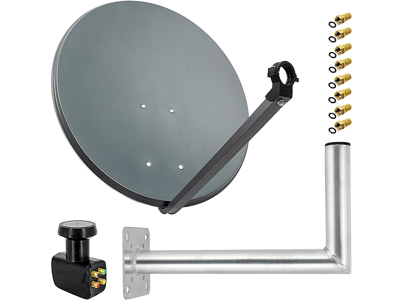 80cm (80 F-Stecker Anlage Wandhalter PREMIUMX cm, SAT Antenne Quad Sat Quad LNB LNB) Anlage 45cm