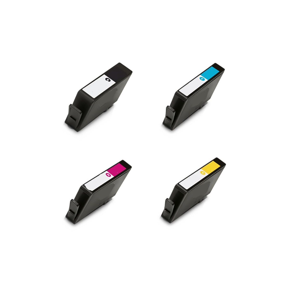 Quattro cartucce d'inchiostro, nero, ciano, magenta e giallo.