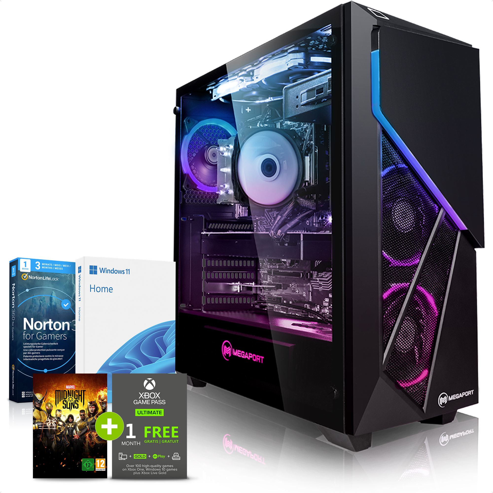 PC gaming - PC Gaming Intel MEGAPORT, Core i7-10700F 8x2,90 GHz, 16 GB, 1000 GB, Nvidia GeForce RTX 3060, Windows 11, negro