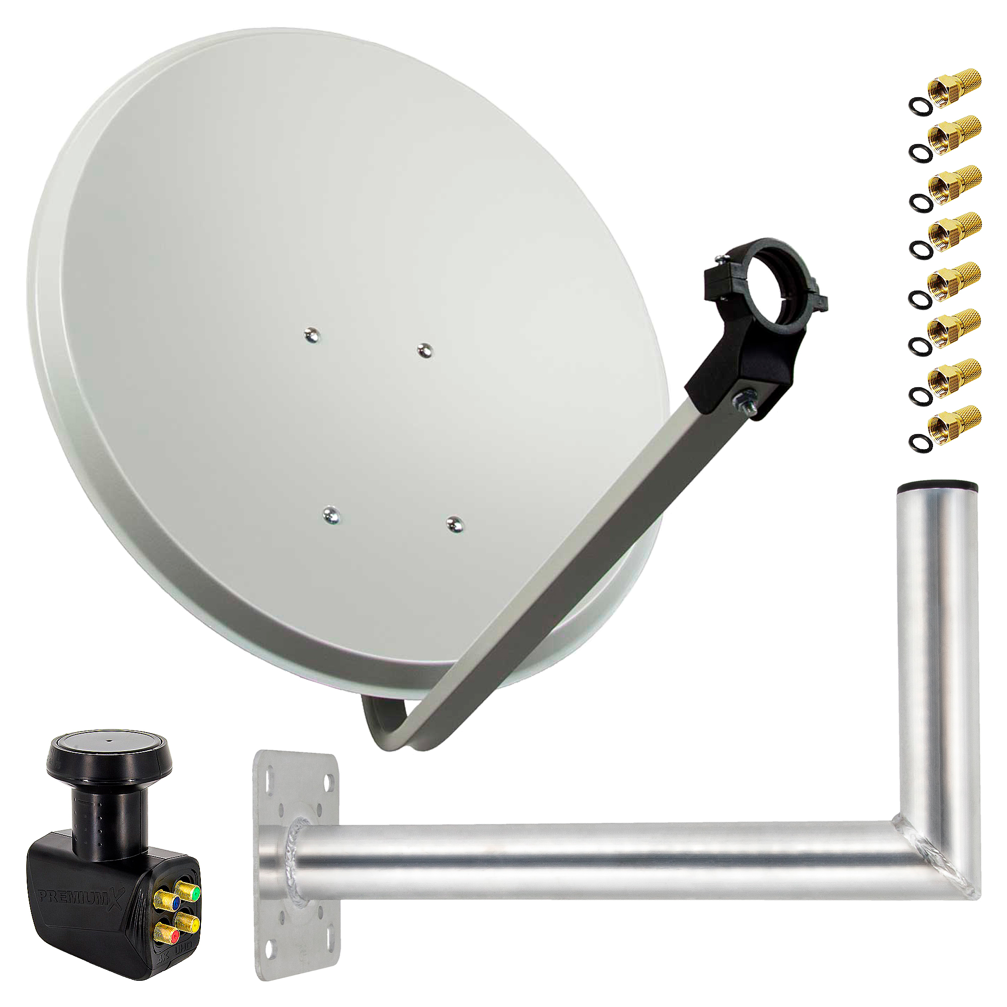 PREMIUMX SAT Anlage 80cm Satellitenantenne LNB) Anlage 45cm Sat cm, Quad Quad LNB Wandhalter (80