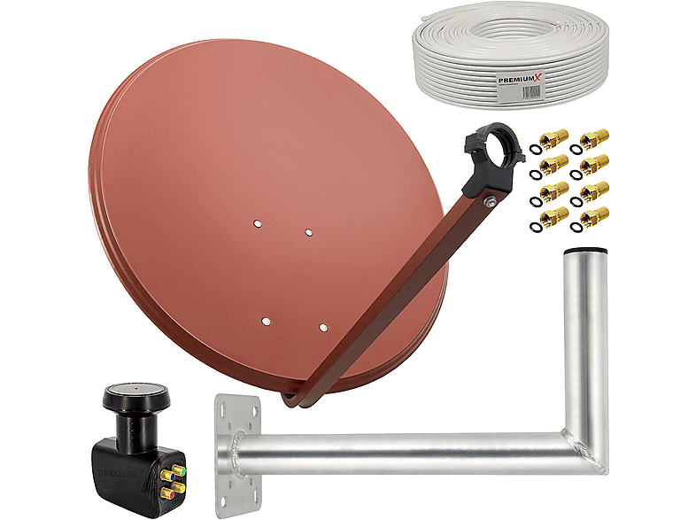 cm, Wandhalter SAT Anlage LNB Quad Kabel Antenne LNB) 45cm (80 ALU Anlage 80cm Sat PREMIUMX Quad 50m