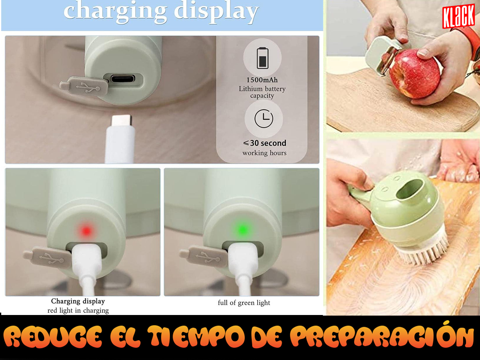 Una imagen con una pantalla de carga y un aparato eléctrico. El fondo es blanco.