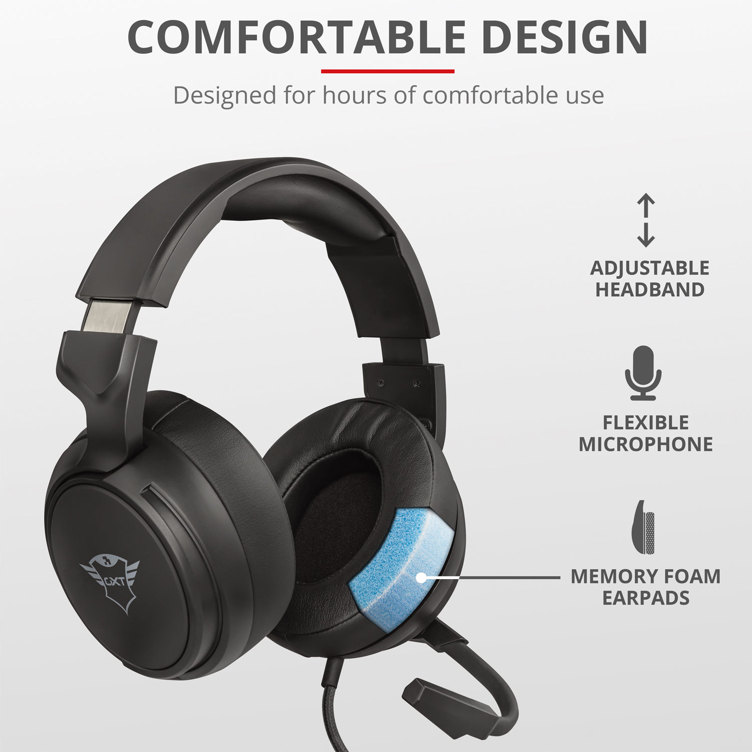 TRUST GXT Schwarz Over-ear Kopfhörer 433 Pylo Gaming-Headset