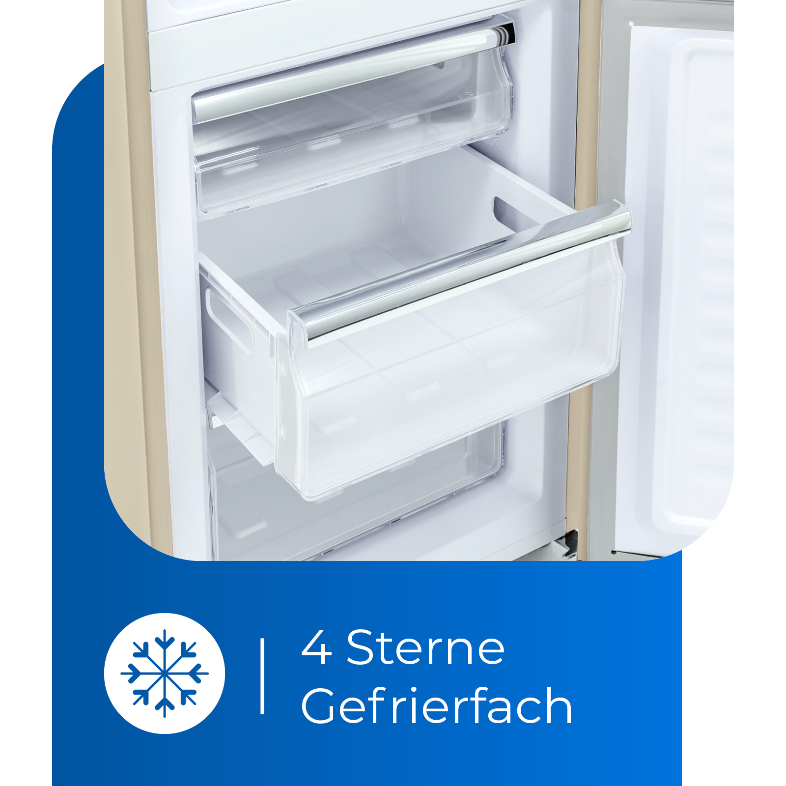 Un refrigerador con la puerta abierta, mostrando múltiples cajones de plástico transparente en su interior.