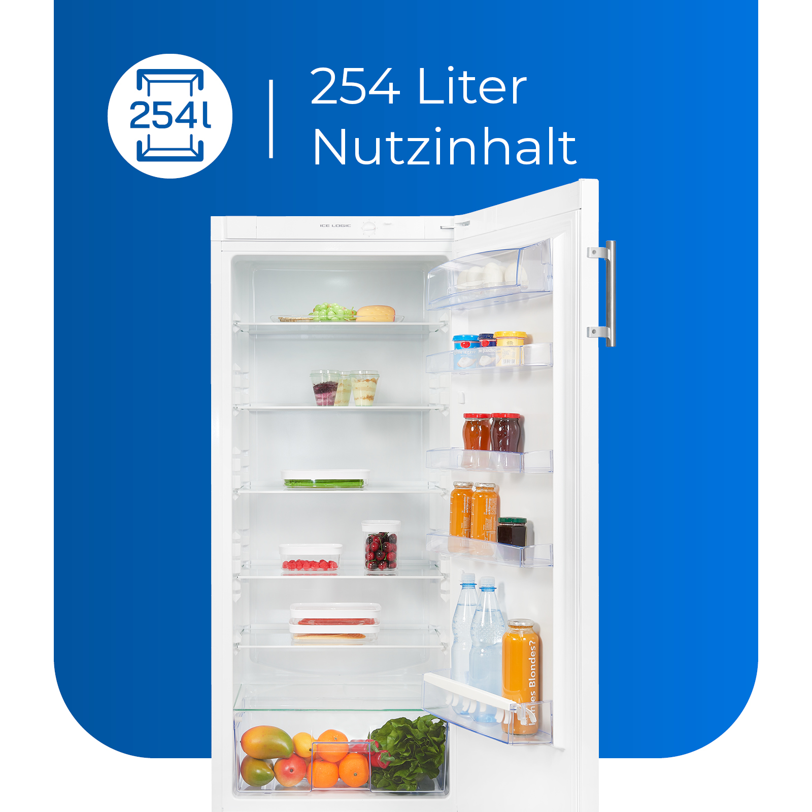 EXQUISIT KS29-V-H-280F 1450 kWh/Jahr, weiss F, mm (131,00 hoch, weiß) Kühlschrank