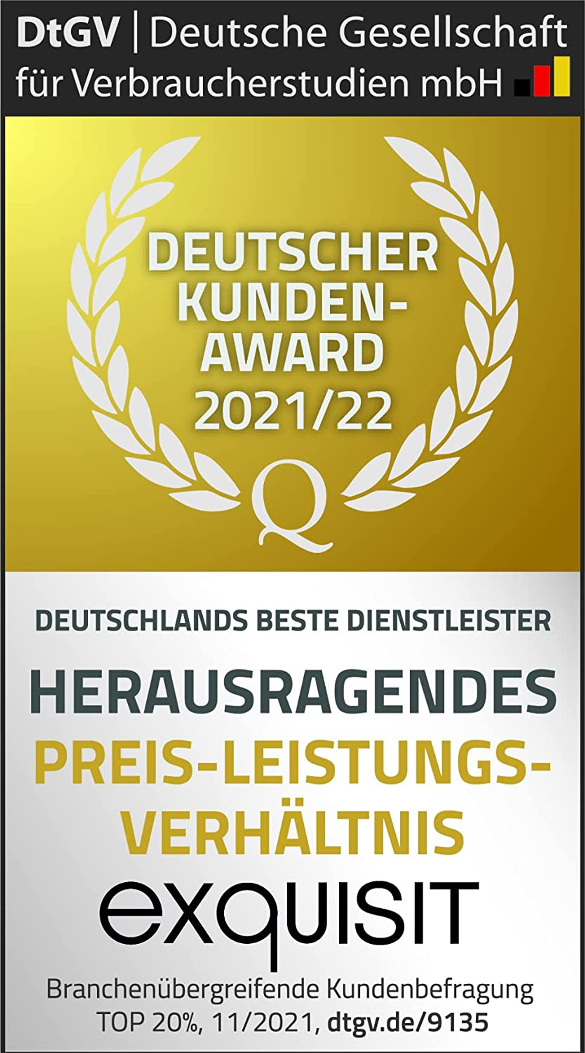 Eine goldene Auszeichnung mit Text