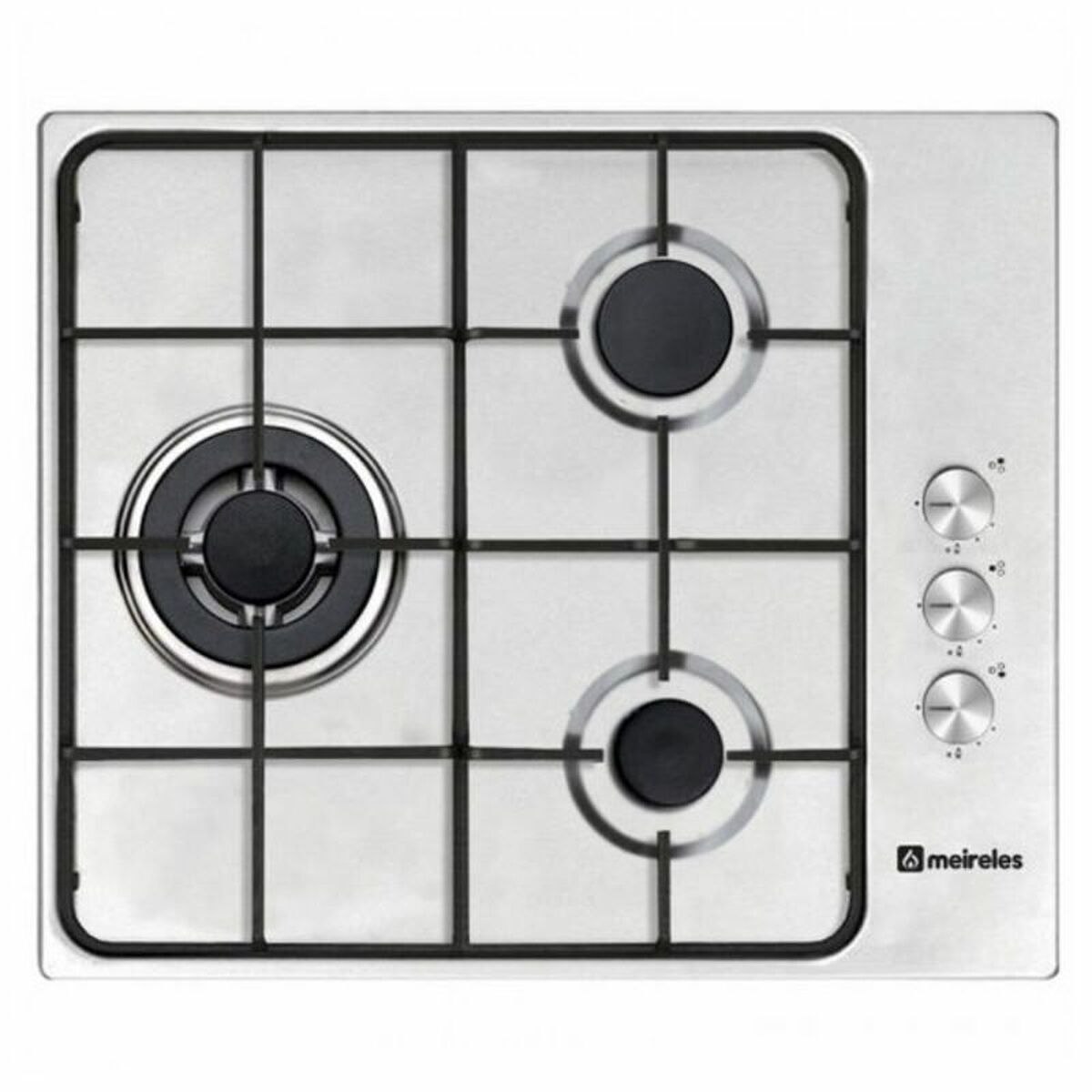 Placa de gas - S0409321 MEIRELES, Gas, 3 zonas, Plateado