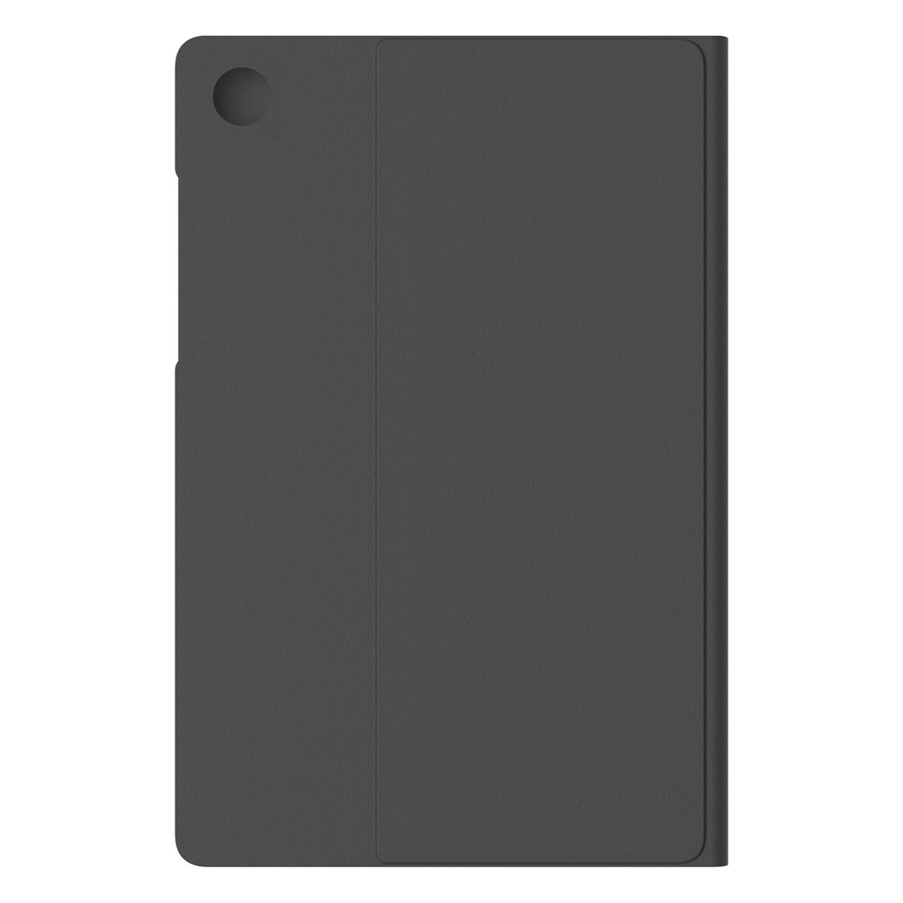 Grauer Tablett-Schutzumschlag mit einer Aussparung oben links.