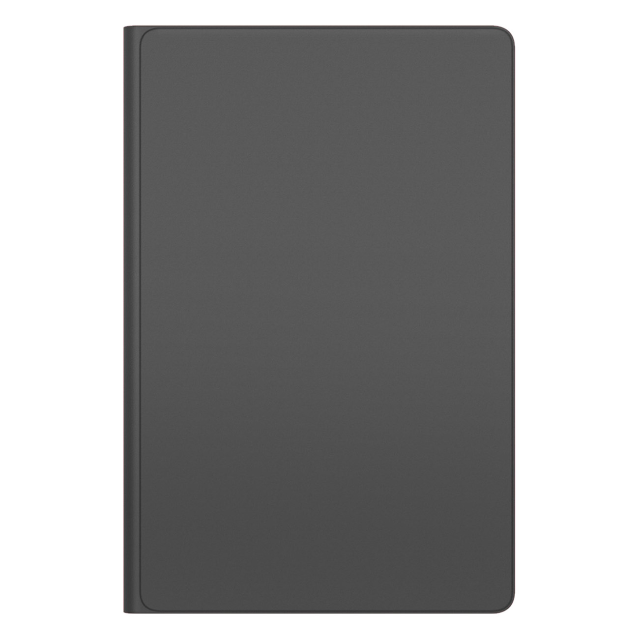 Ein dunkler, rechteckiger Tablet-Ständer auf weißem Hintergrund.