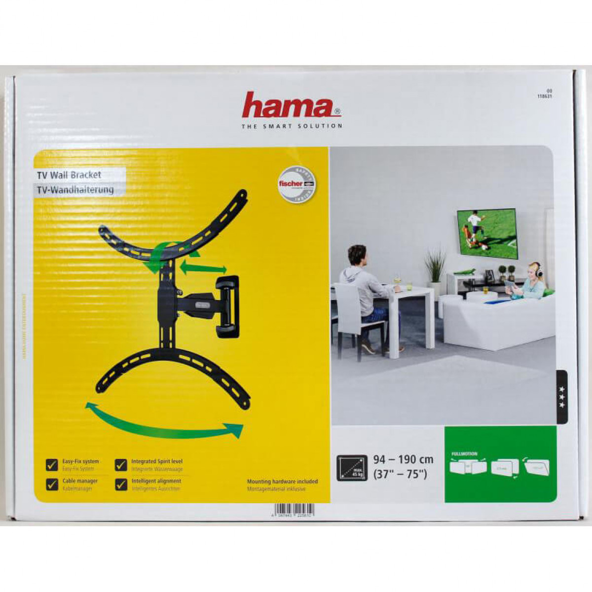 Schwarz Wall FULLMOTION Mount, HAMA