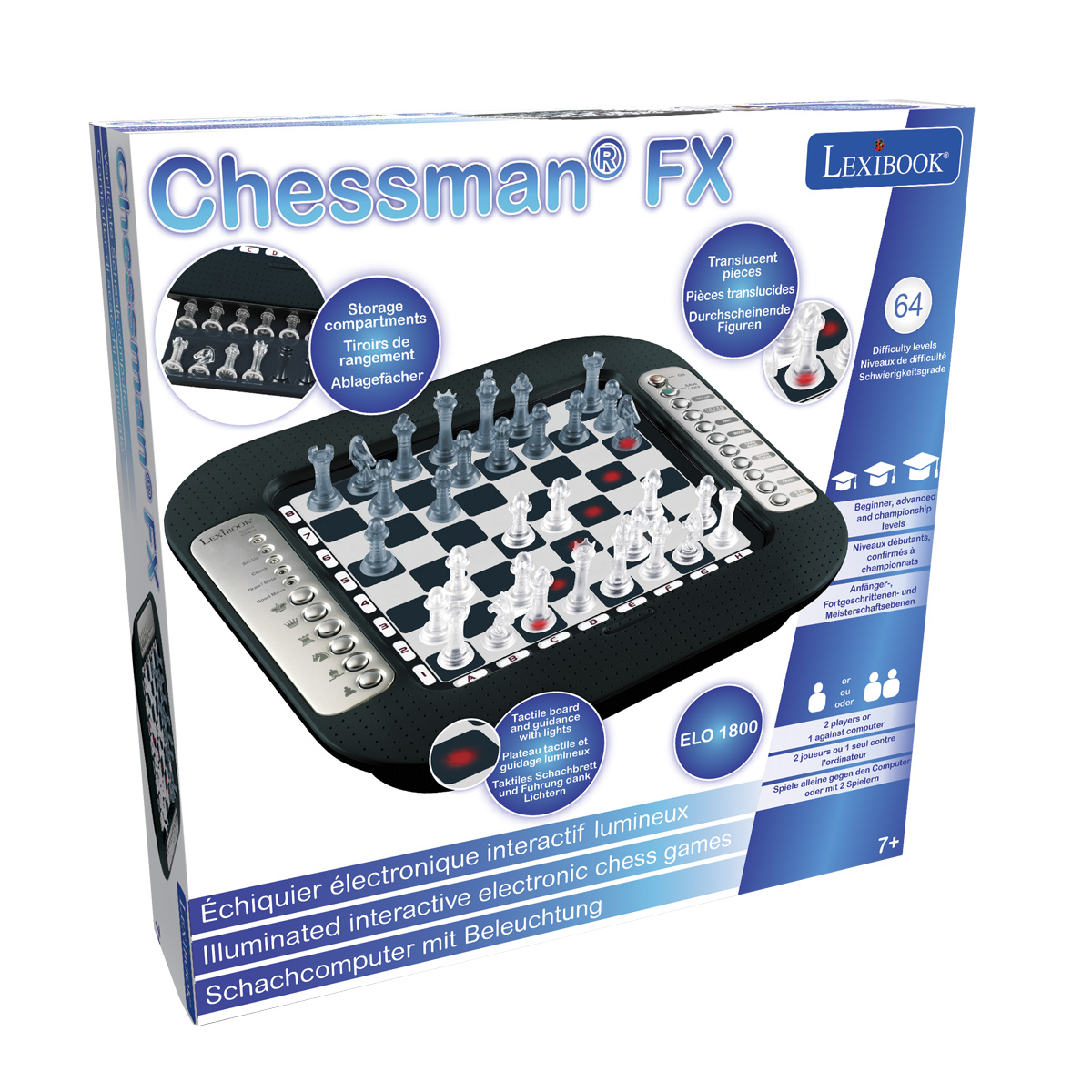 LEXIBOOK 1800 Schachcomputer ELO - Ablagefach mit FX Chessman®