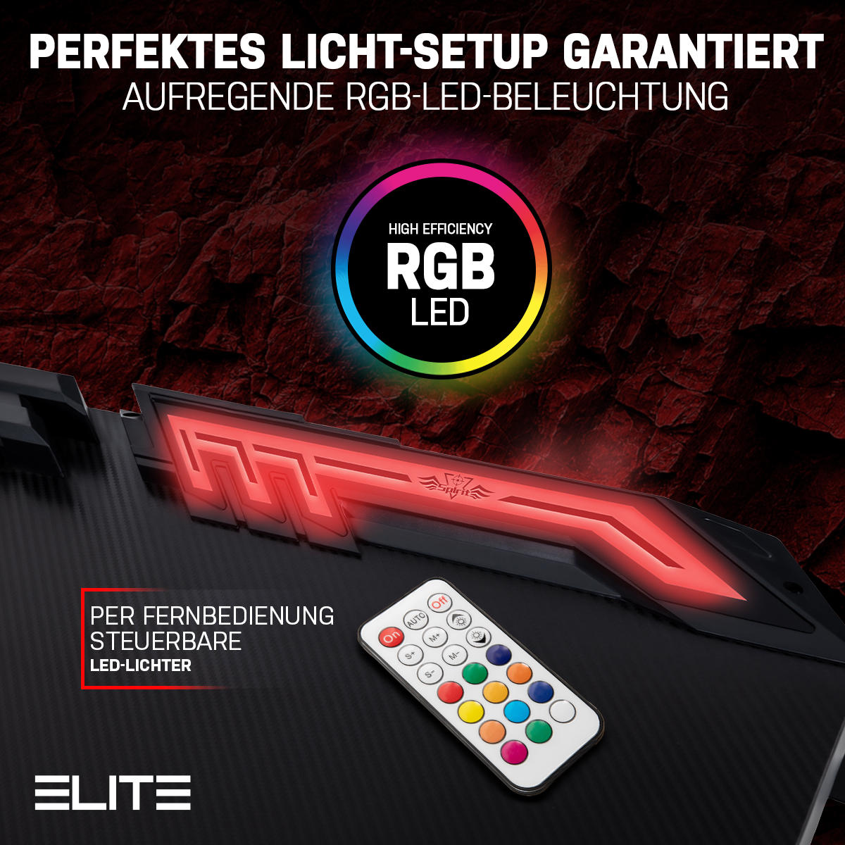 ELITE Rocksolid 2.0 RGB-Beine Gamingtisch Infinity
