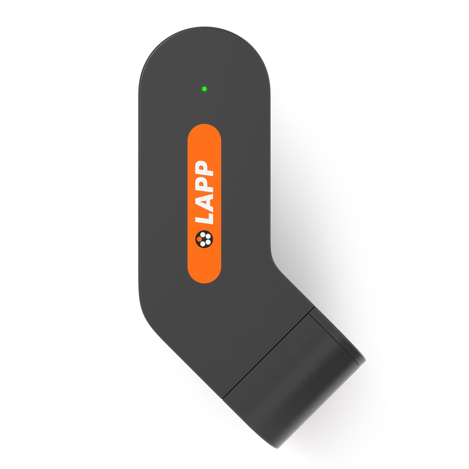 Schwarzes Gerät mit orangefarbenem Panel mit der Aufschrift 'LAPP'.