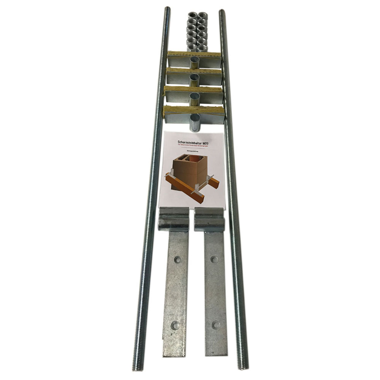 PREMIUMX Schornsteinhalter M20 Sparrenhalter Schornstein für Kamin-Dach-Befestigung-Set Schornsteinhalter, Silber