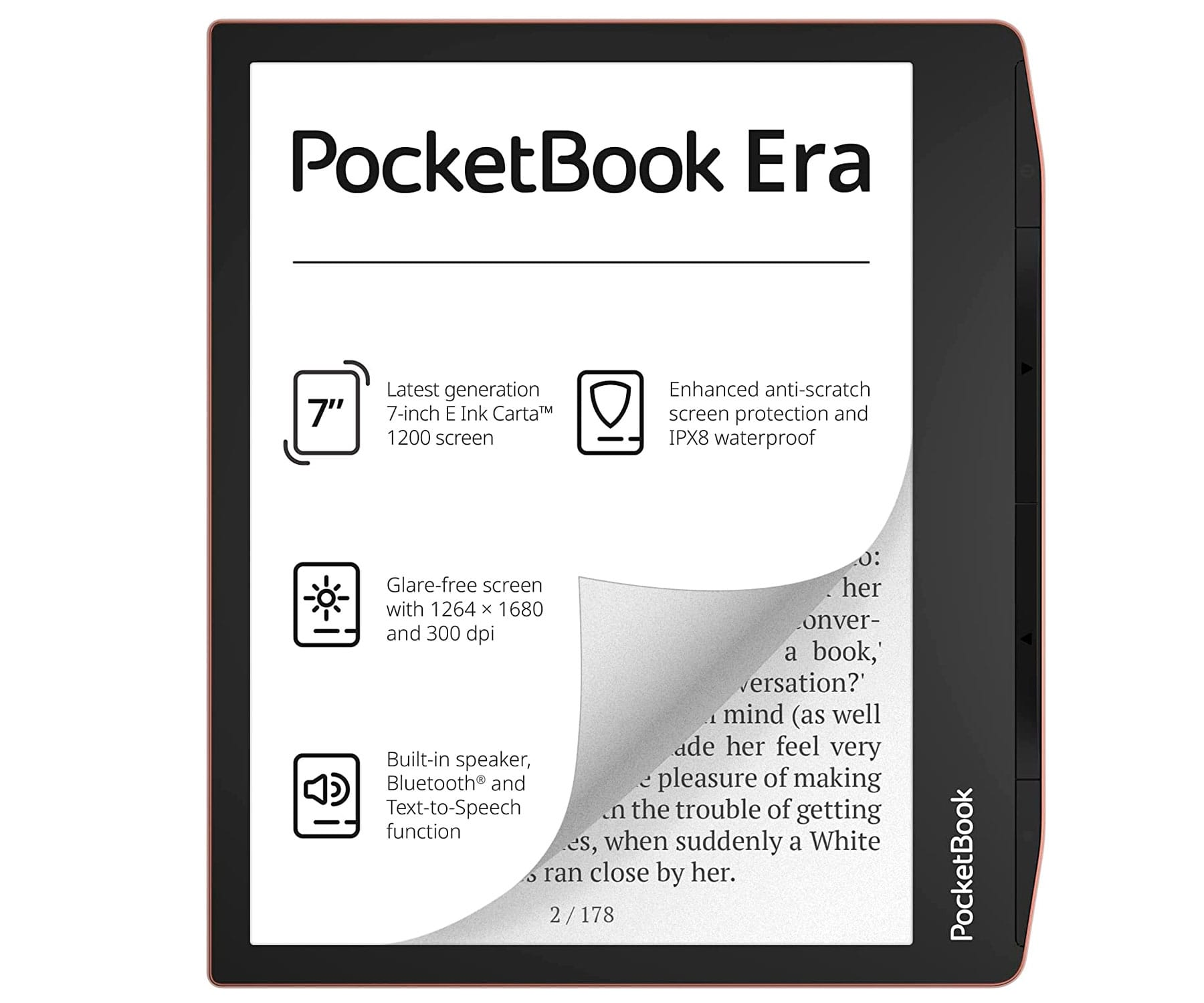 E-Book - PB700-L-64-WW POCKETBOOK, 7,00 ", 64 GB, 1264 x 1680 Pixeles, Negro