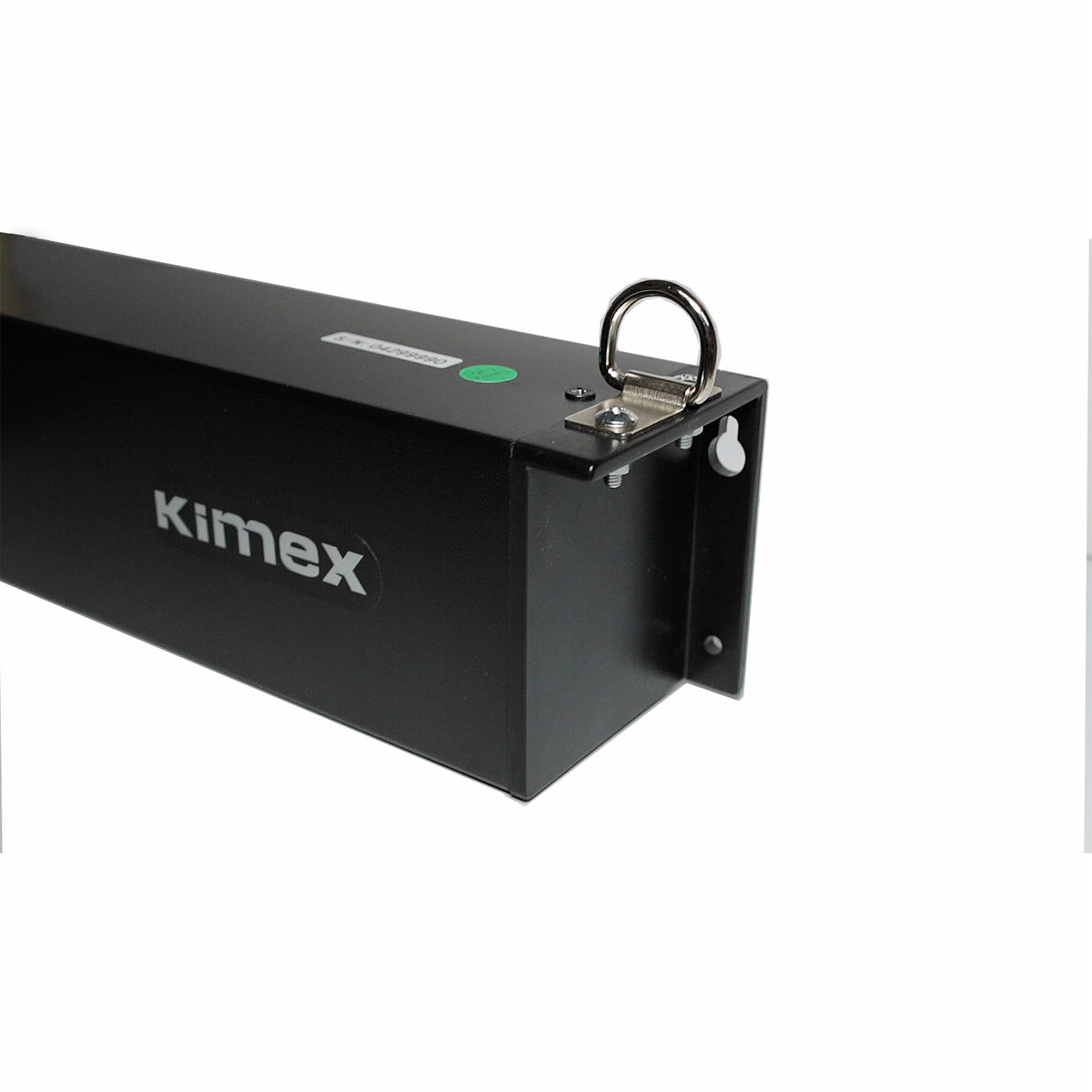 A black box with the word 'Kimex' on it, and a metal ring attached to it.