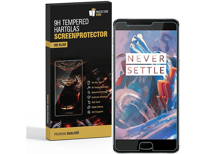 3) Schutzglas OnePlus KLAR Hartglas 9H HD 3x PROTECTORKING Displayschutzfolie(für