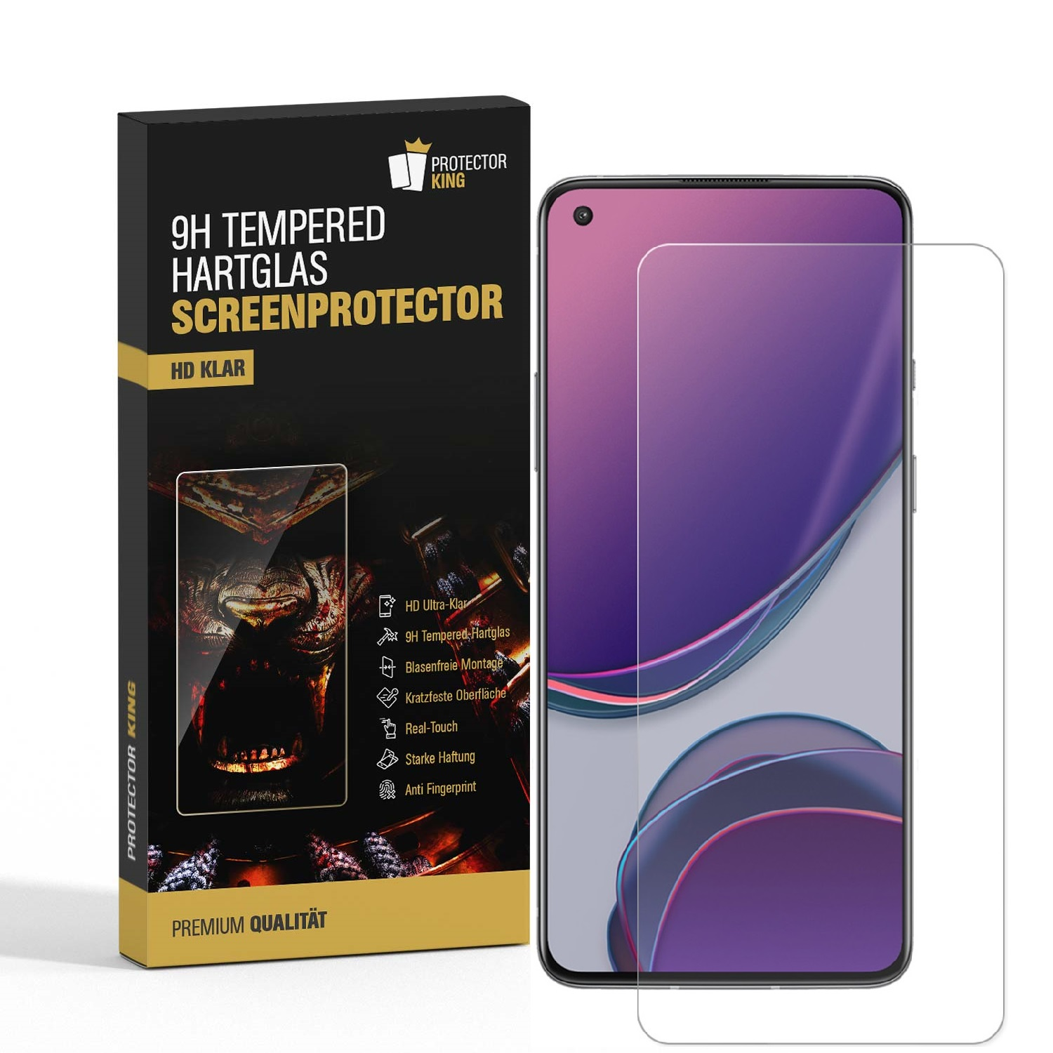 HD Hartglas Displayschutzfolie(für 2x 8T) KLAR PROTECTORKING 9H Schutzglas OnePlus