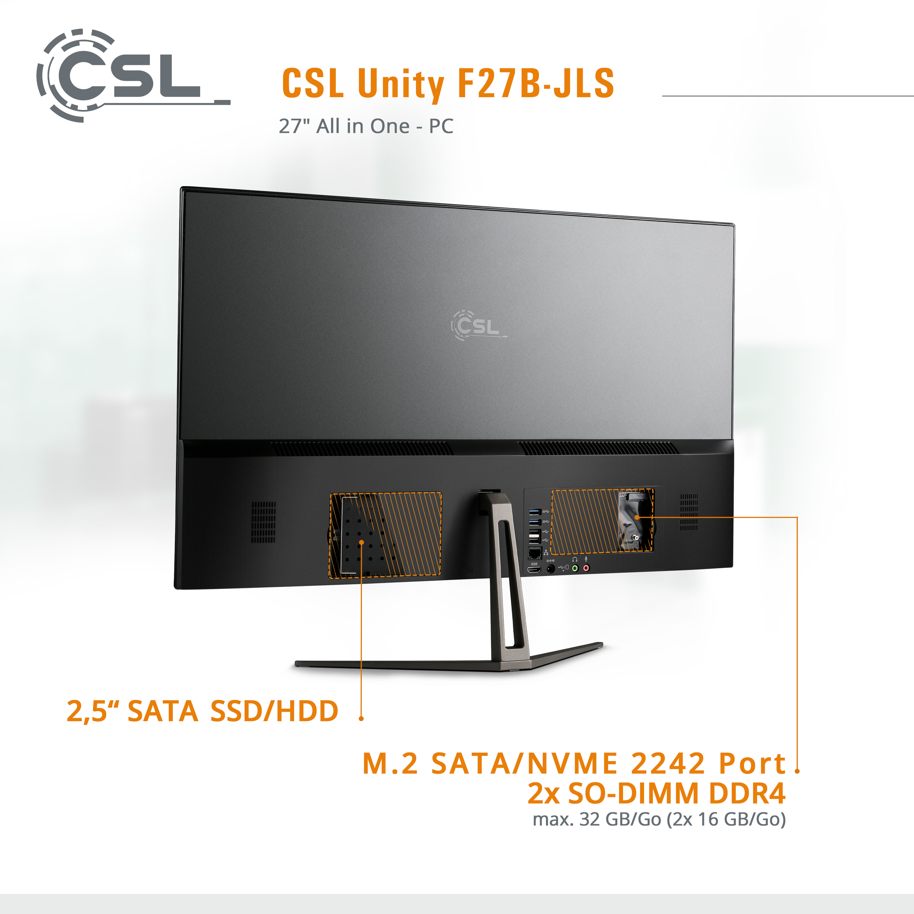 CSL Unity F27B-JLS Zoll GB Pro, 16 / Display, schwarz All-in-One-PC GB 11 27 GB 16 Graphics, UHD RAM Pentium / Intel® GB 1000 SSD, / Win RAM, 1000 mit