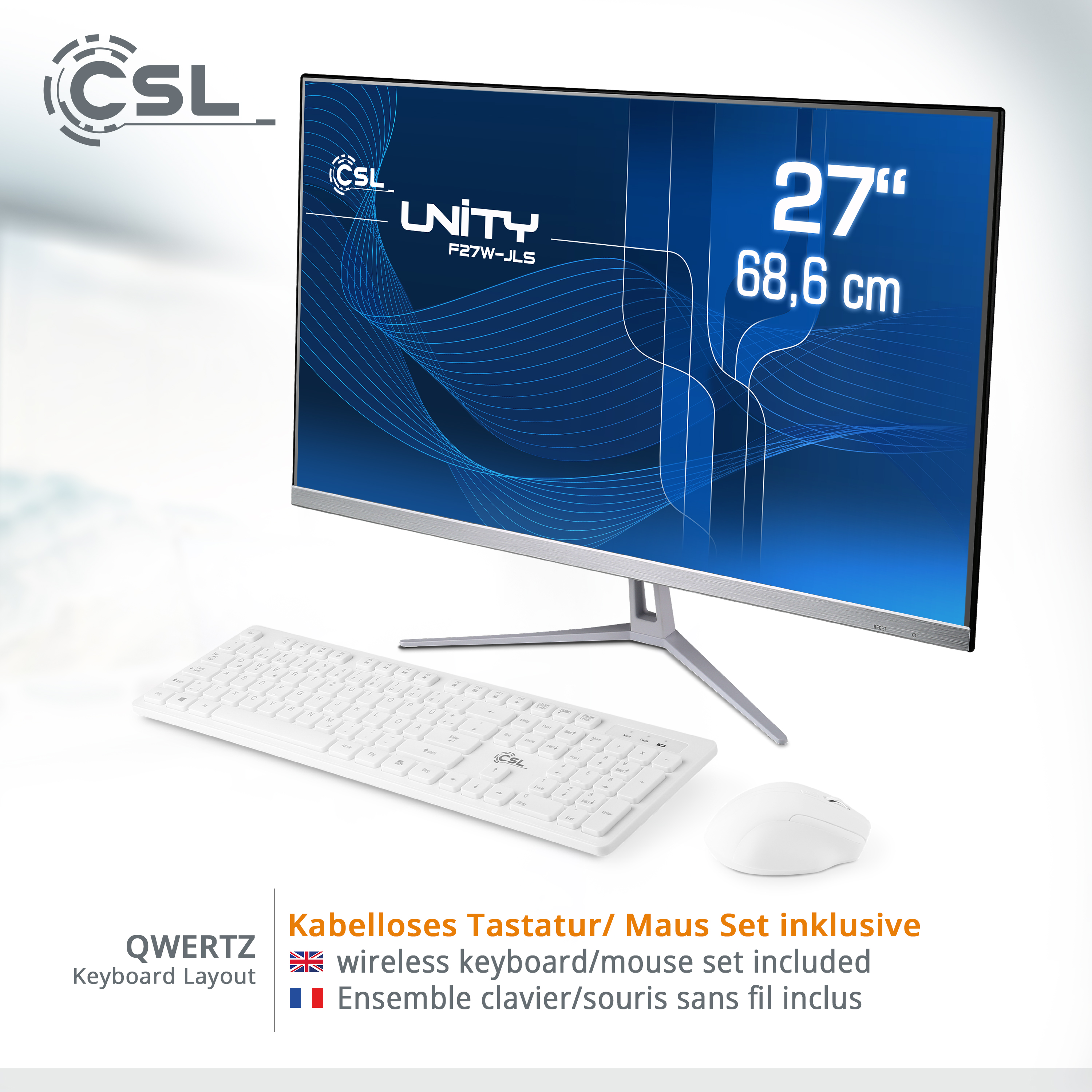CSL Unity F27W-JLS Pentium 27 RAM GB mit / GB Graphics, Win SSD, weiß UHD RAM, GB 2000 / 10 All-in-One-PC GB Intel® / Home, 8 Display, 8 2000 Zoll