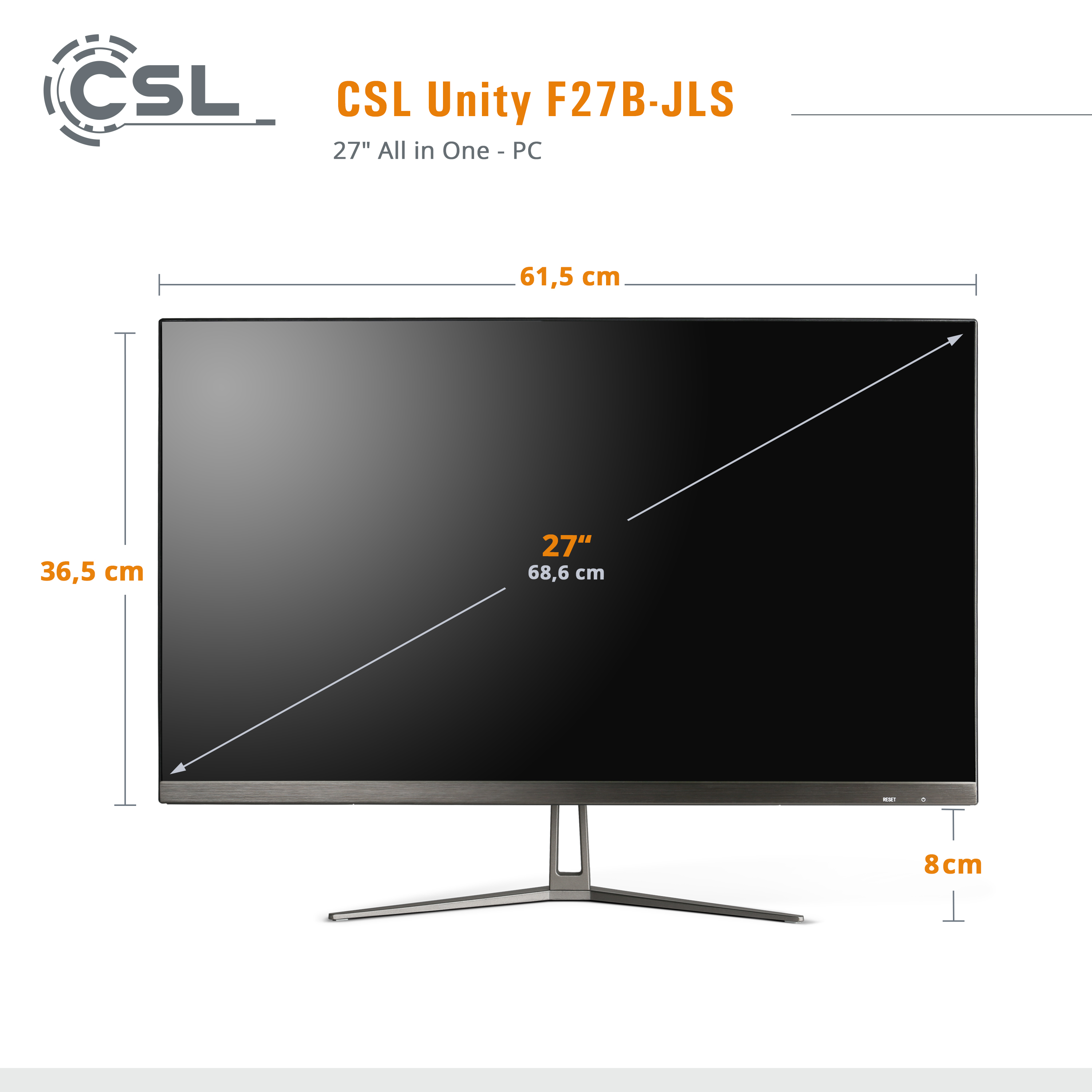 CSL Unity F27B-JLS 11 GB / RAM, 27 / GB GB Intel® Zoll / All-in-One-PC UHD mit RAM 1000 1000 32 Pentium Display, Graphics, 32 GB Win SSD, Pro, schwarz