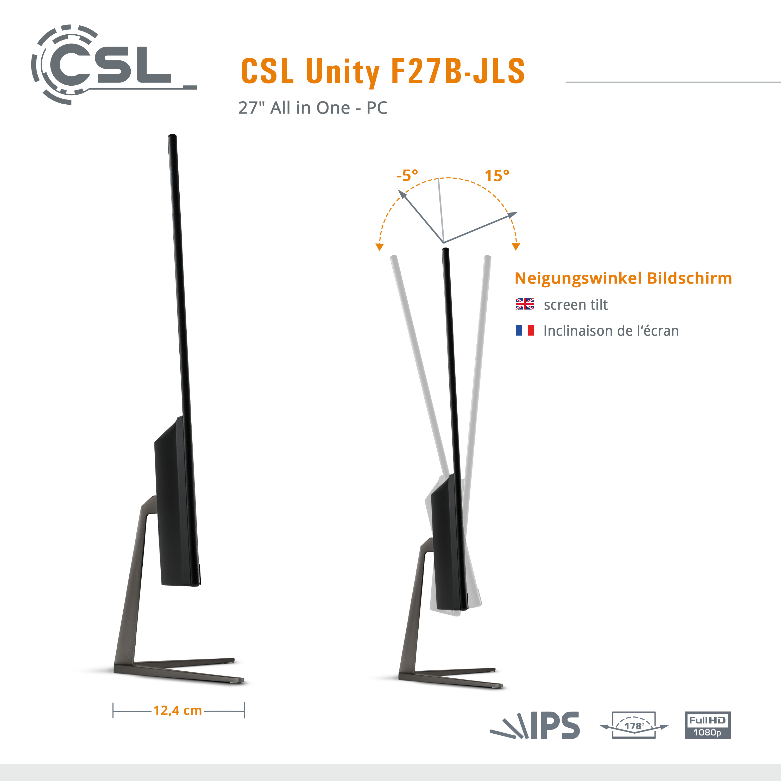 CSL Unity F27B-JLS Display, mit All-in-One-PC Pentium Intel® 512 GB GB / GB Zoll GB RAM, Pro, / schwarz Win 512 Graphics, RAM SSD, 10 / 27 32 32 UHD