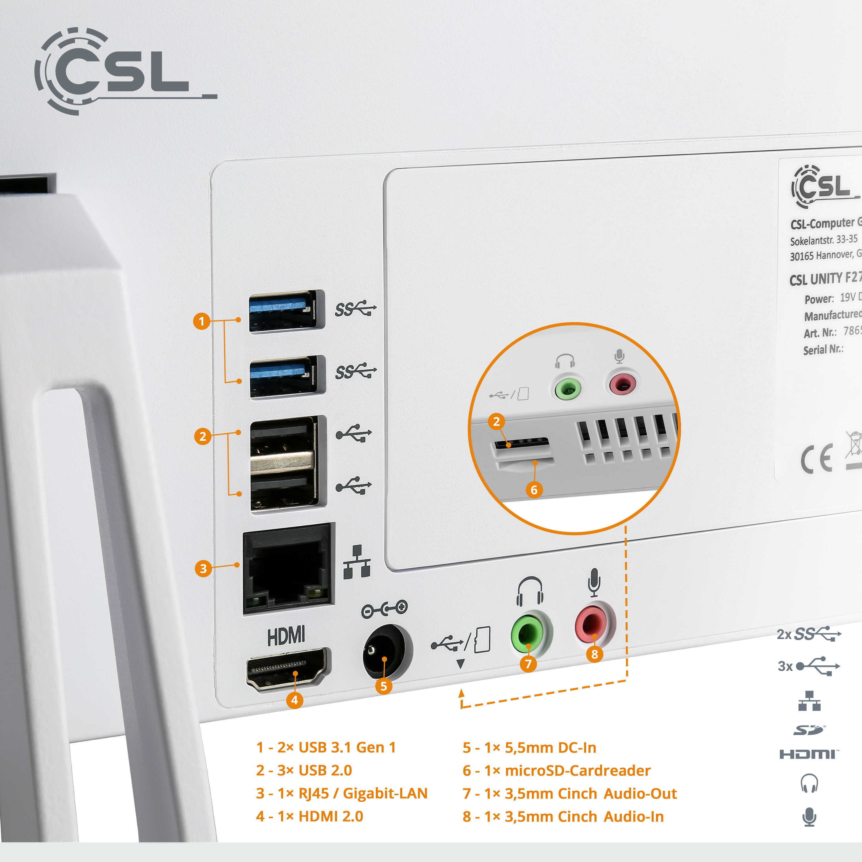 CSL Unity F27W-JLS / GB Pro, / GB Zoll weiß 8 27 RAM 1000 All-in-One-PC Win / Graphics, UHD Intel® 11 SSD, Pentium GB 8 Display, 1000 GB mit RAM